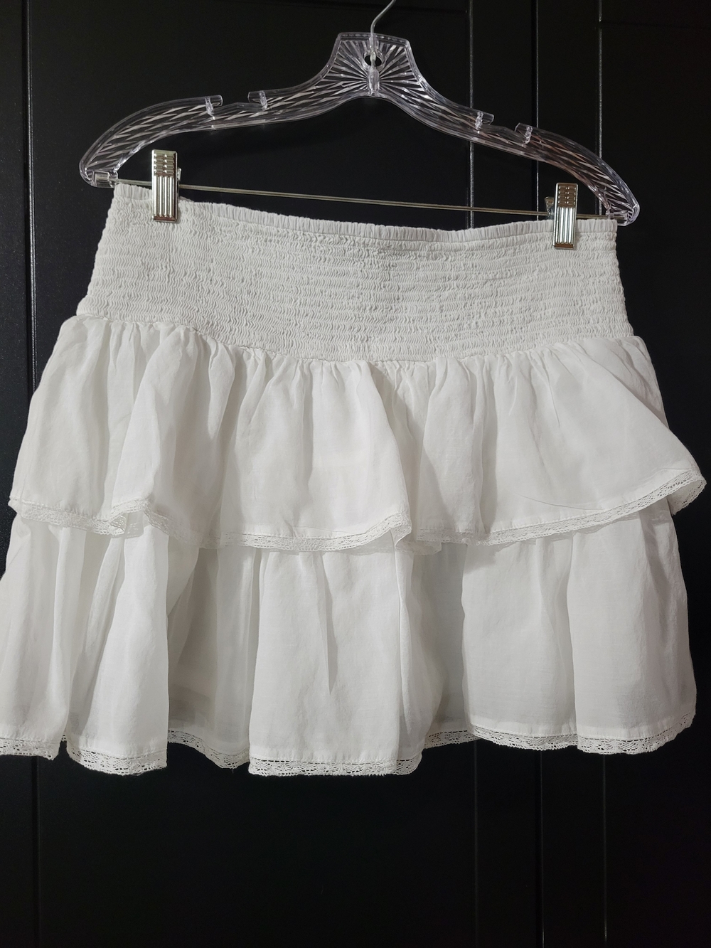 American Eagle Womens L  White Tiered Ruffle Mini Skirt Coquette Boho Cottagecor